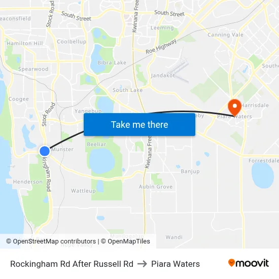 Rockingham Rd After Russell Rd to Piara Waters map