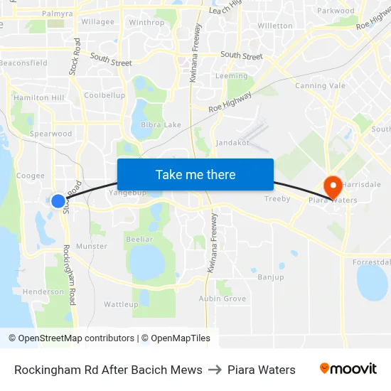 Rockingham Rd After Bacich Mews to Piara Waters map