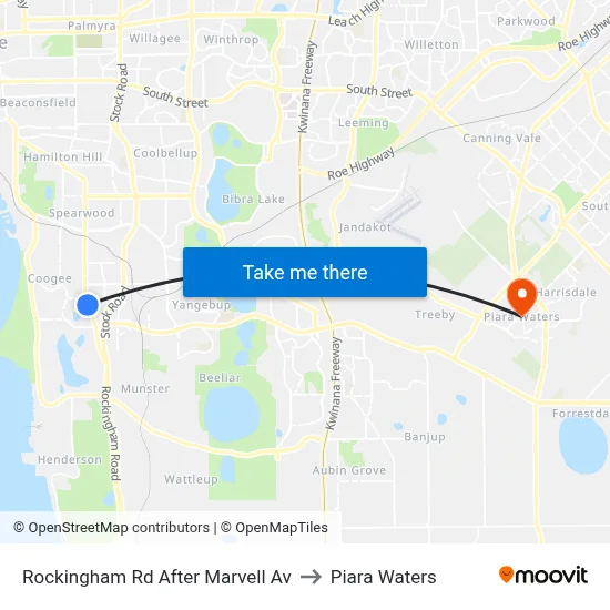 Rockingham Rd After Marvell Av to Piara Waters map
