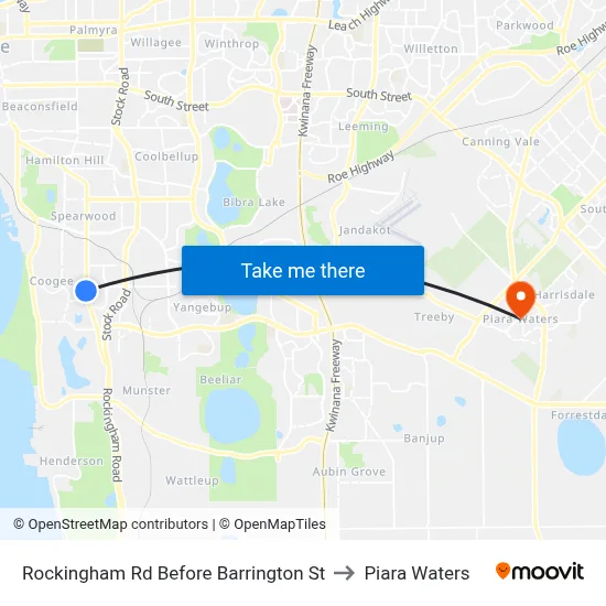 Rockingham Rd Before Barrington St to Piara Waters map