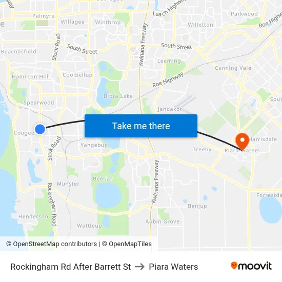 Rockingham Rd After Barrett St to Piara Waters map
