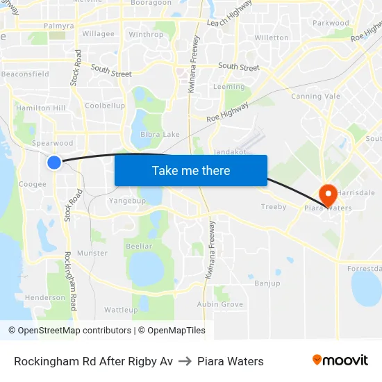Rockingham Rd After Rigby Av to Piara Waters map