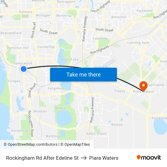 Rockingham Rd After Edeline St to Piara Waters map