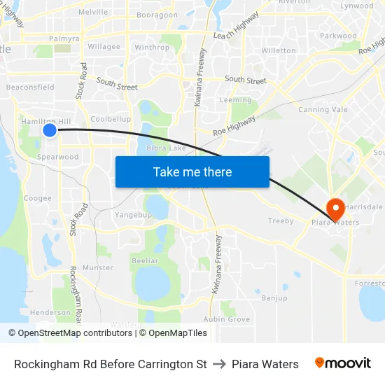 Rockingham Rd Before Carrington St to Piara Waters map