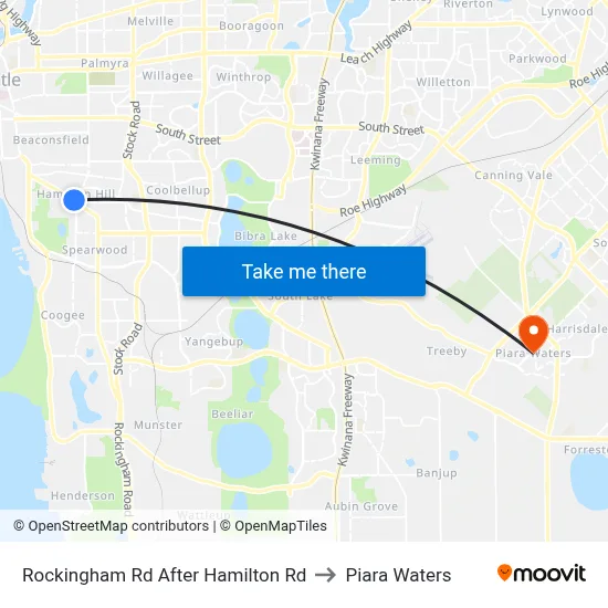 Rockingham Rd After Hamilton Rd to Piara Waters map