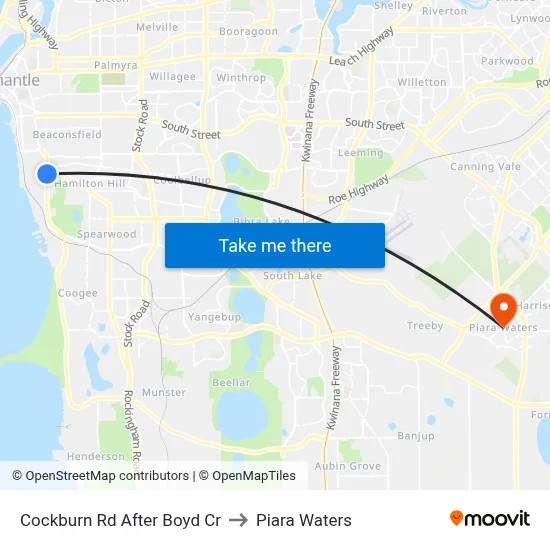 Cockburn Rd After Boyd Cr to Piara Waters map