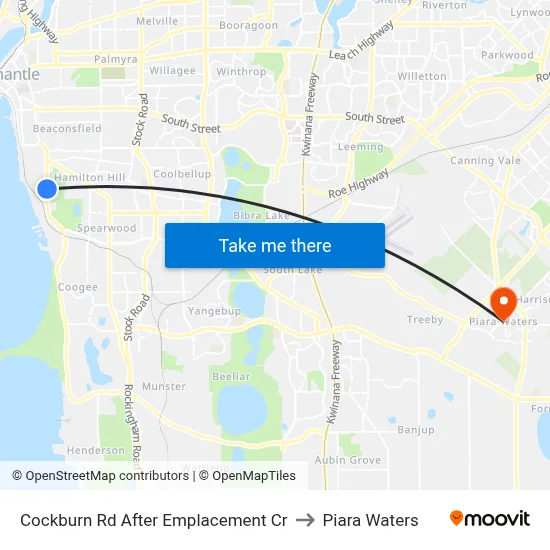 Cockburn Rd After Emplacement Cr to Piara Waters map