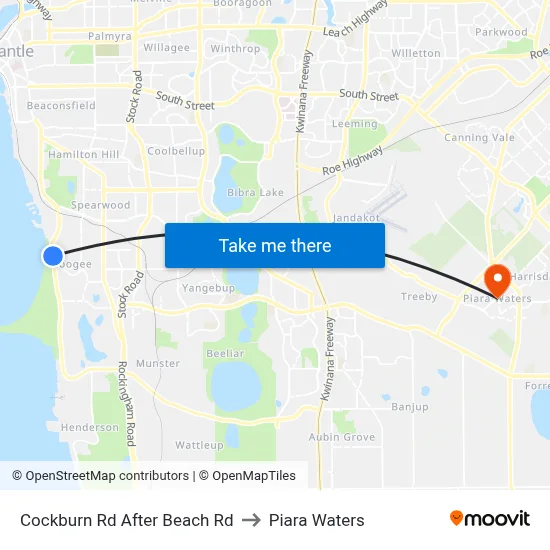 Cockburn Rd After Beach Rd to Piara Waters map