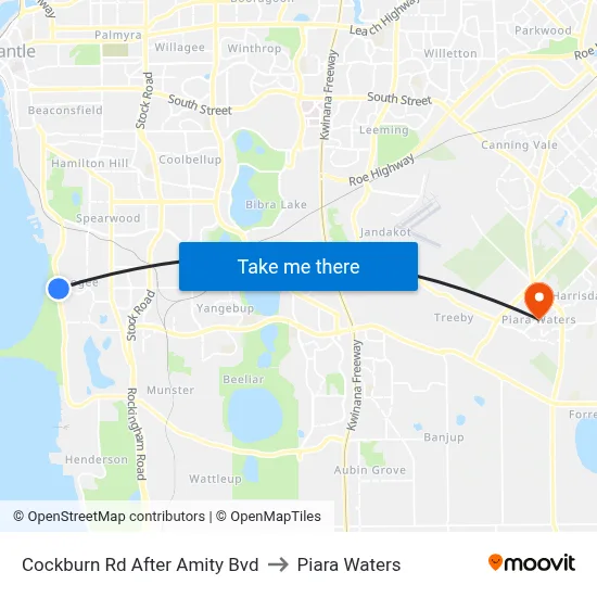 Cockburn Rd After Amity Bvd to Piara Waters map
