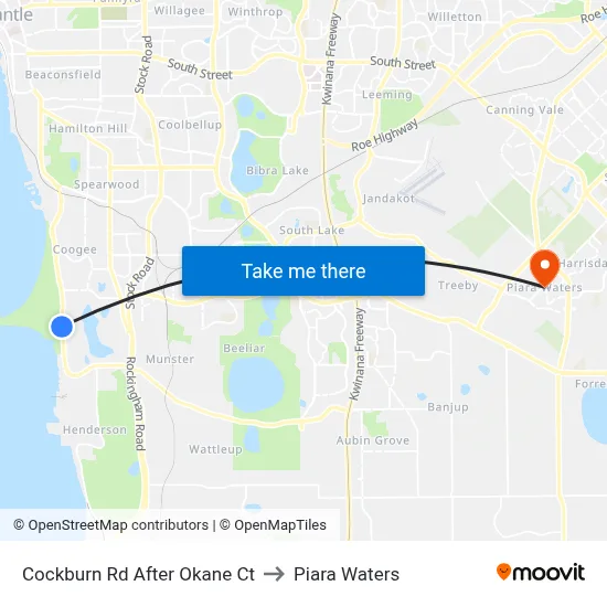 Cockburn Rd After Okane Ct to Piara Waters map