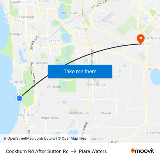 Cockburn Rd After Sutton Rd to Piara Waters map