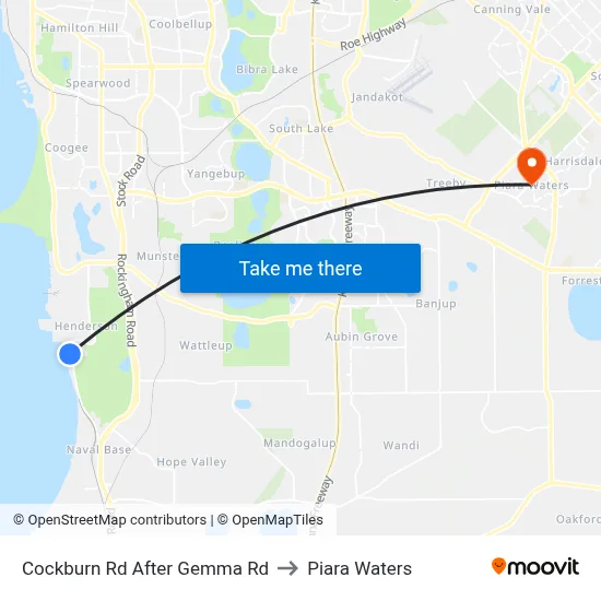 Cockburn Rd After Gemma Rd to Piara Waters map