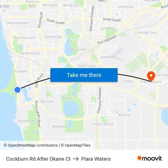 Cockburn Rd After Okane Ct to Piara Waters map