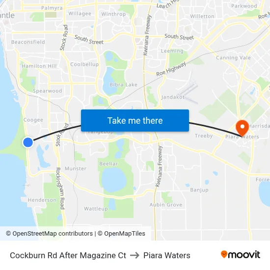 Cockburn Rd After Magazine Ct to Piara Waters map