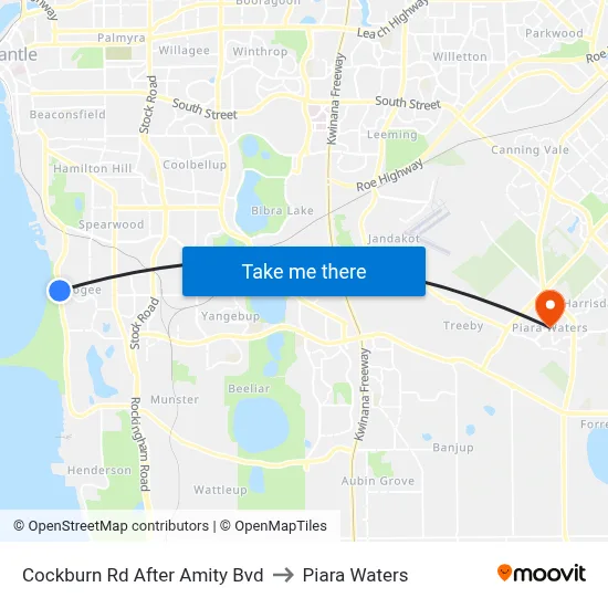 Cockburn Rd After Amity Bvd to Piara Waters map