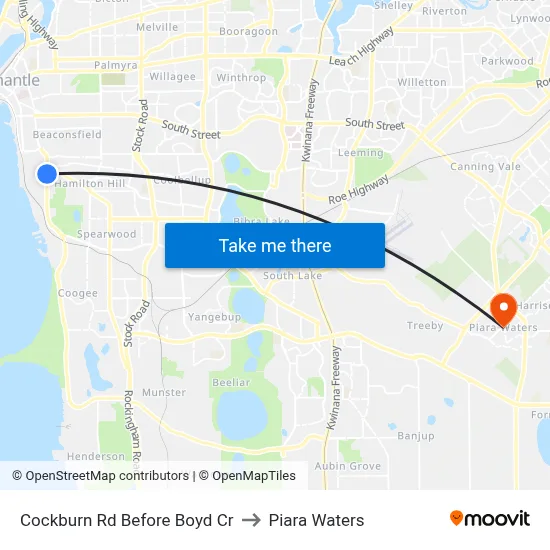 Cockburn Rd Before Boyd Cr to Piara Waters map