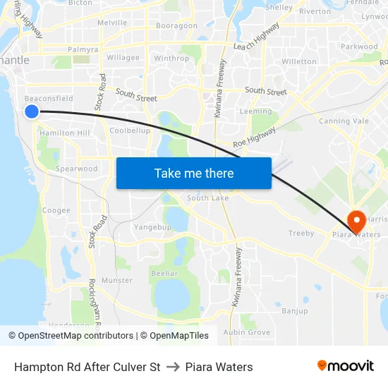Hampton Rd After Culver St to Piara Waters map