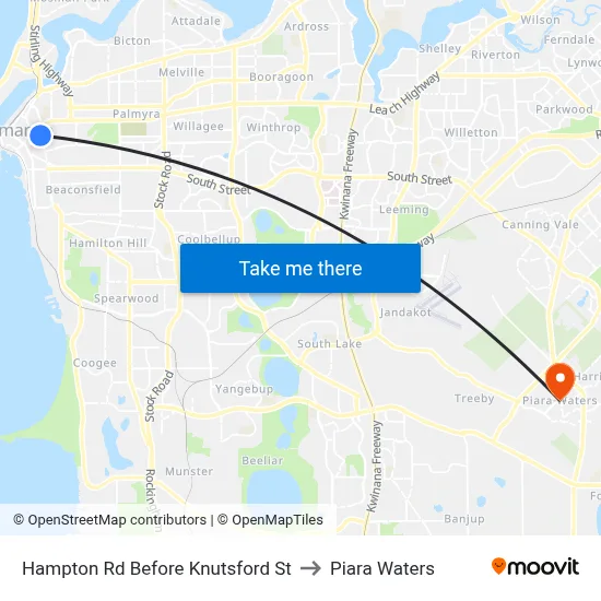 Hampton Rd Before Knutsford St to Piara Waters map