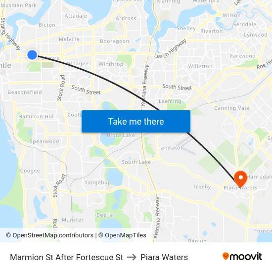 Marmion St After Fortescue St to Piara Waters map