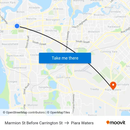 Marmion St Before Carrington St to Piara Waters map