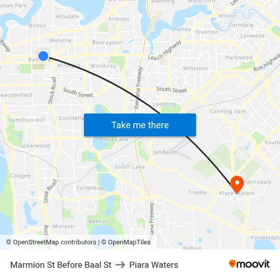 Marmion St Before Baal St to Piara Waters map
