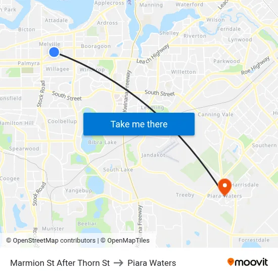 Marmion St After Thorn St to Piara Waters map