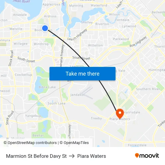 Marmion St Before Davy St to Piara Waters map