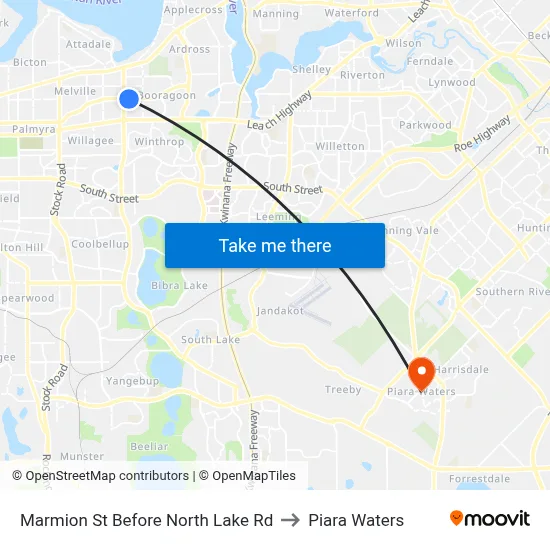 Marmion St Before North Lake Rd to Piara Waters map