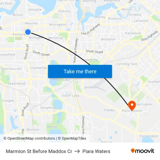 Marmion St Before Maddox Cr to Piara Waters map