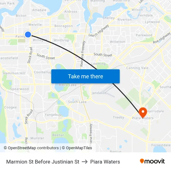 Marmion St Before Justinian St to Piara Waters map
