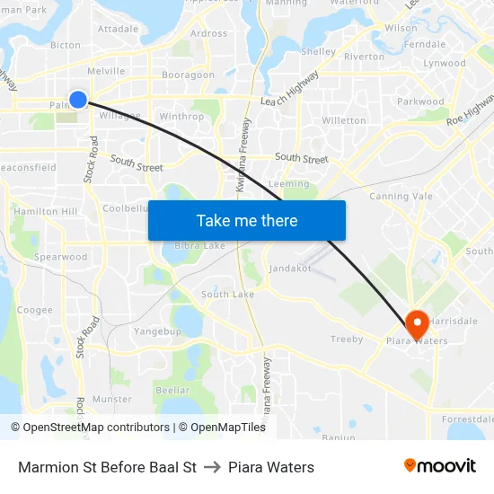 Marmion St Before Baal St to Piara Waters map