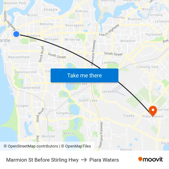 Marmion St Before Stirling Hwy to Piara Waters map
