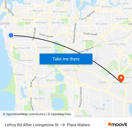 Lefroy Rd After Livingstone St to Piara Waters map