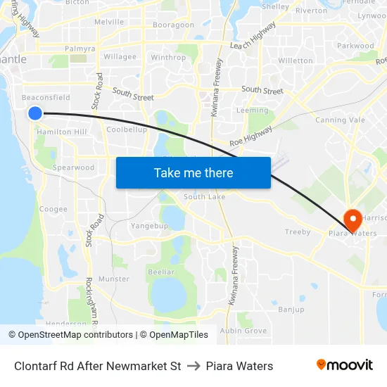 Clontarf Rd After Newmarket St to Piara Waters map