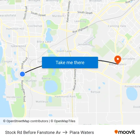 Stock Rd Before Fanstone Av to Piara Waters map