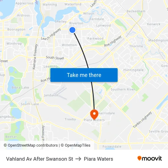 Vahland Av After Swanson St to Piara Waters map