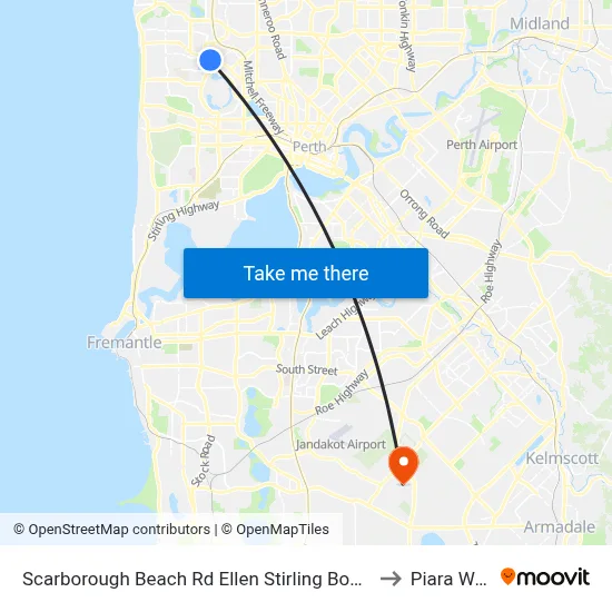 Scarborough Beach Rd Ellen Stirling Boulevard Cat Id 5 to Piara Waters map