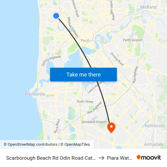 Scarborough Beach Rd Odin Road Cat Id 7 to Piara Waters map