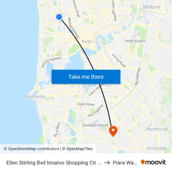 Ellen Stirling Bvd Innaloo Shopping Ctr Cat Id 35 to Piara Waters map