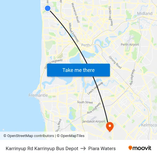 Karrinyup Rd Karrinyup Bus Depot to Piara Waters map