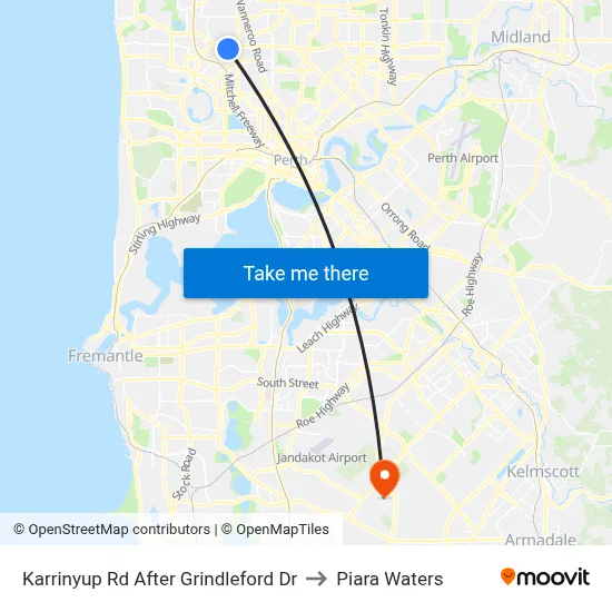 Karrinyup Rd After Grindleford Dr to Piara Waters map