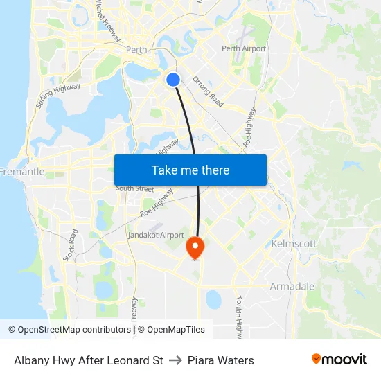 Albany Hwy After Leonard St to Piara Waters map