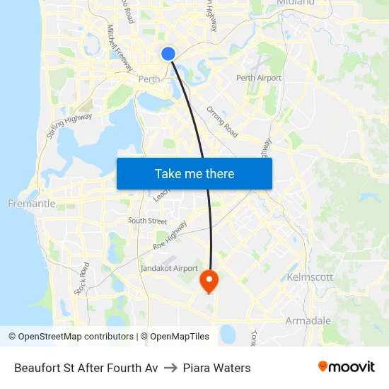Beaufort St After Fourth Av to Piara Waters map