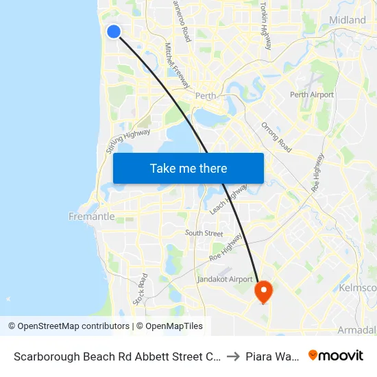 Scarborough Beach Rd Abbett Street Cat Id 24 to Piara Waters map
