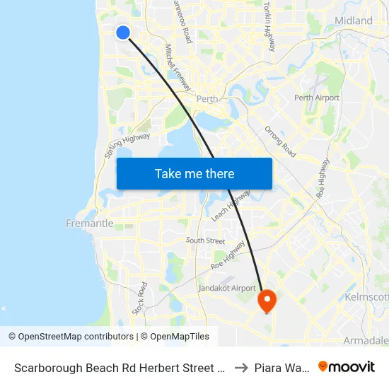 Scarborough Beach Rd Herbert Street Cat Id 27 to Piara Waters map