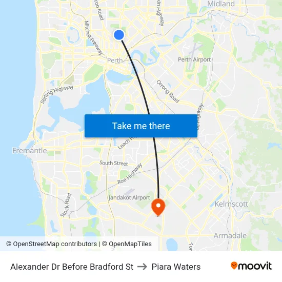Alexander Dr Before Bradford St to Piara Waters map