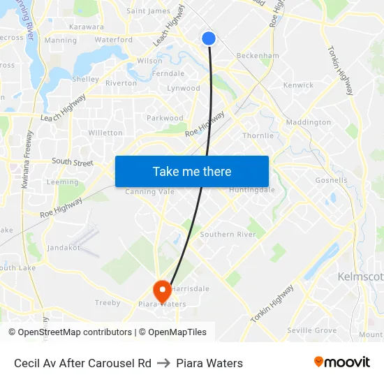 Cecil Av After Carousel Rd to Piara Waters map
