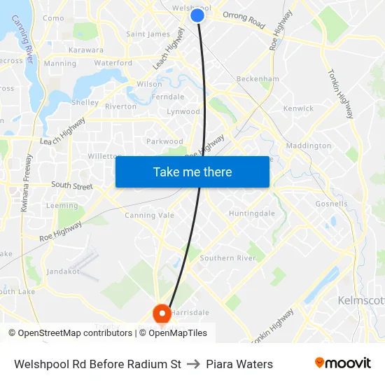 Welshpool Rd Before Radium St to Piara Waters map