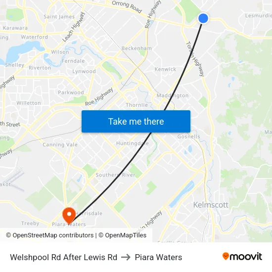 Welshpool Rd After Lewis Rd to Piara Waters map