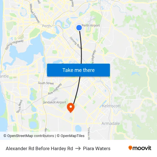 Alexander Rd Before Hardey Rd to Piara Waters map